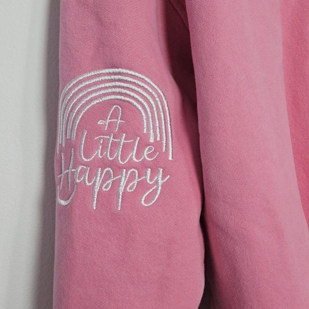 Sun Kissed Coconut Womens Sweatshirt Sz M Pink Crewneck Embroidered Happy Era - Picture 8 of 9